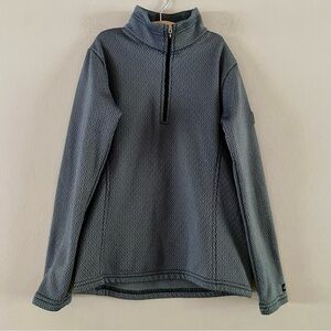 Kerrits Youth 1/4 Zip Gray Geometric Fleece Lined Equestrian Riding Top LARGE